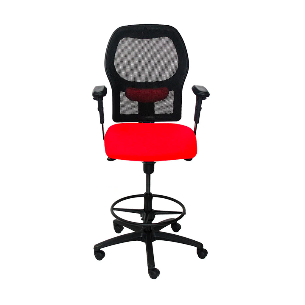 <tc>Ahrend</tc>: Chaise de dessinateur type 160 en tissu rouge - Base noire - Reconditionnée