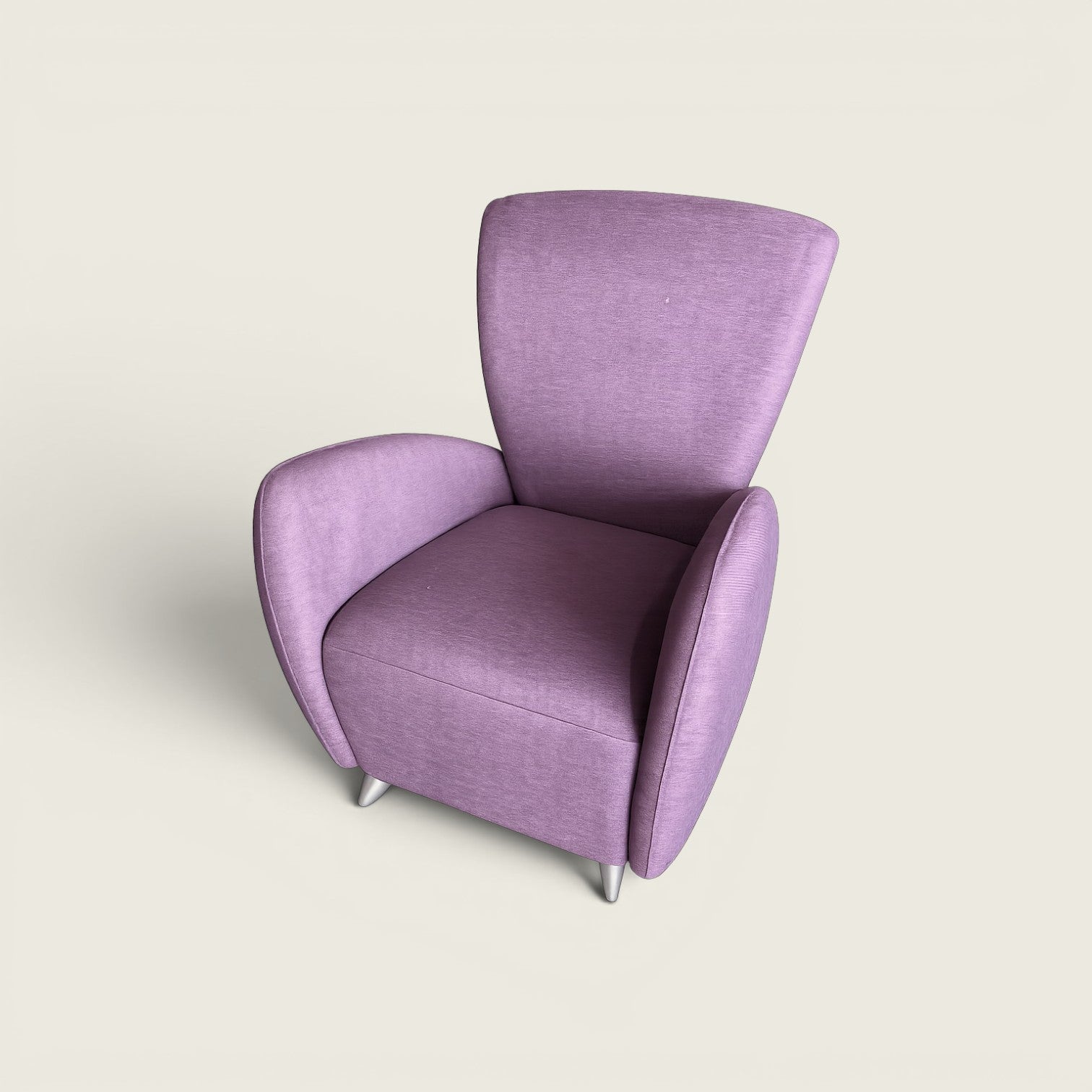 <tc>Boss Design</tc>Fauteuil lounge à dossier haut en tissu violet - Remis à neuf