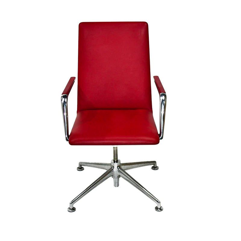 <tc>Brunner</tc>: Chaise de réunion Finasoft à dossier moyen en cuir rouge - Reconditionnée