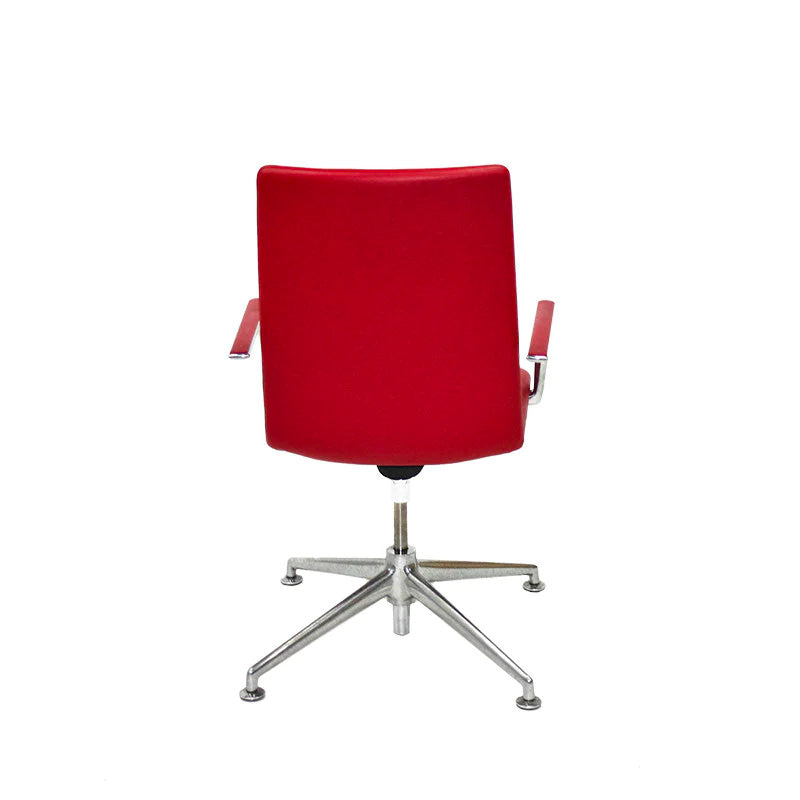 <tc>Brunner</tc>: Chaise de réunion Finasoft à dossier moyen en cuir rouge - Reconditionnée