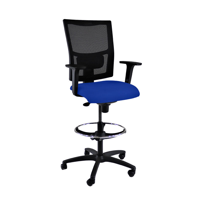 SAXEN: Chaise de dessinateur Ergo en tissu bleu - rénové
