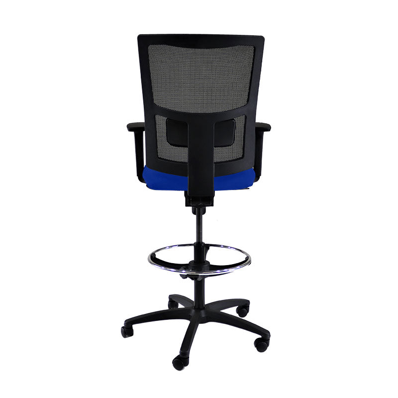 SAXEN: Chaise de dessinateur Ergo en tissu bleu - rénové