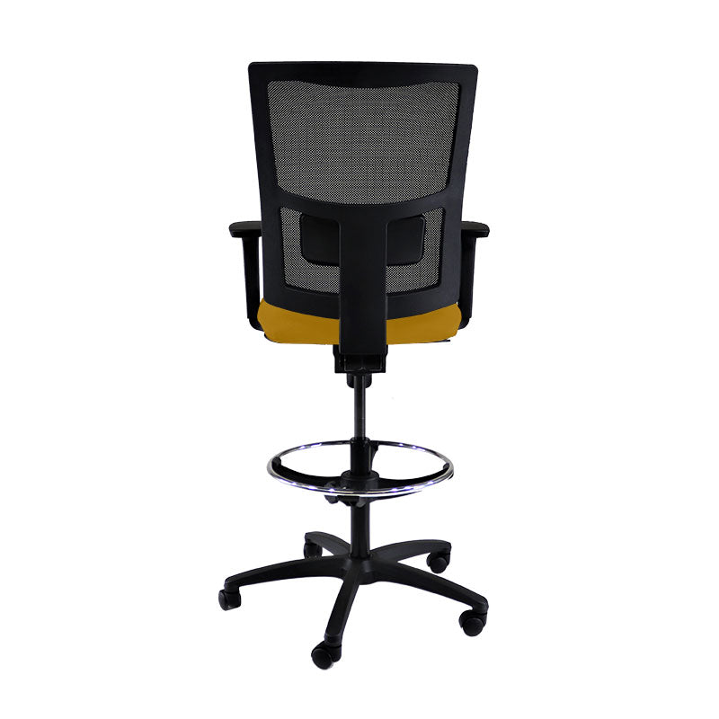 Saxen: Ergo Draughtsman Chair in Yellow Fabric - Refurbished