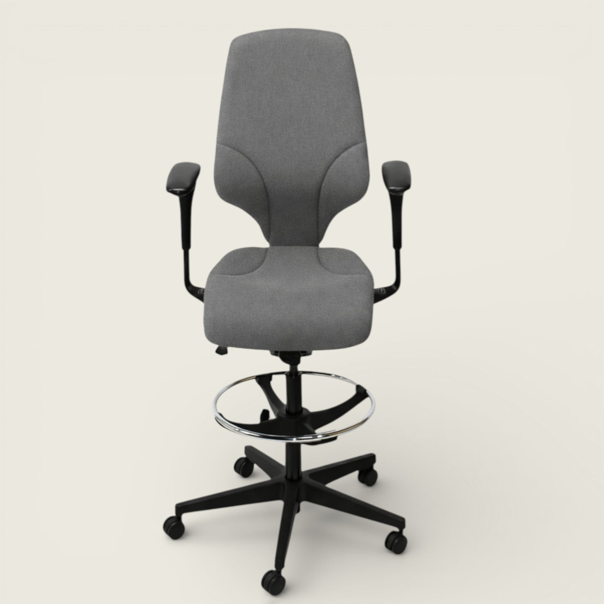 <tc>Giroflex</tc>Chaise de dessinateur G64 en tissu gris - Remis à neuf