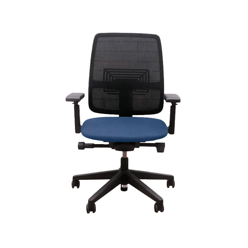 <tc>Haworth</tc>: Chaise de travail Lively en tissu bleu - Reconditionnée