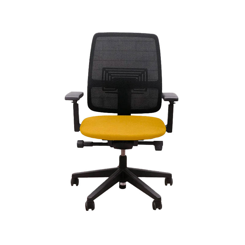 <tc>Haworth</tc>: Chaise de travail Lively en tissu jaune - Reconditionnée