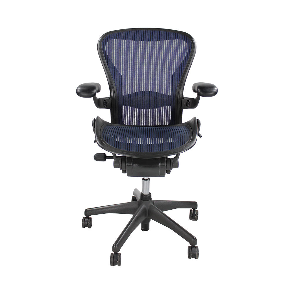 Herman Miller: Aeron Size A with Back Tilt Only in Dark Blue Mesh - Refurbished