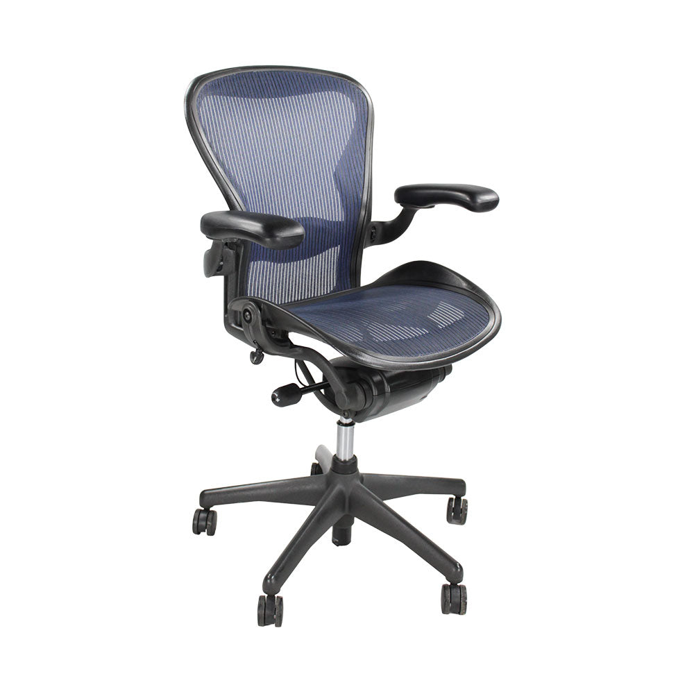 Herman Miller: Aeron Size A with Back Tilt Only in Dark Blue Mesh - Refurbished