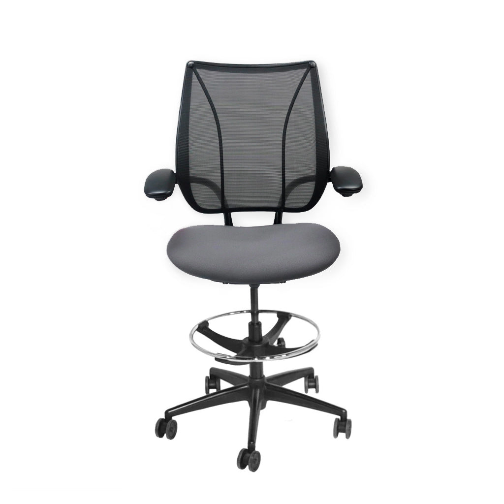 <tc>Humanscale</tc>: <tc>Liberty</tc> Chaise de dessinateur en tissu gris - Reconditionnée