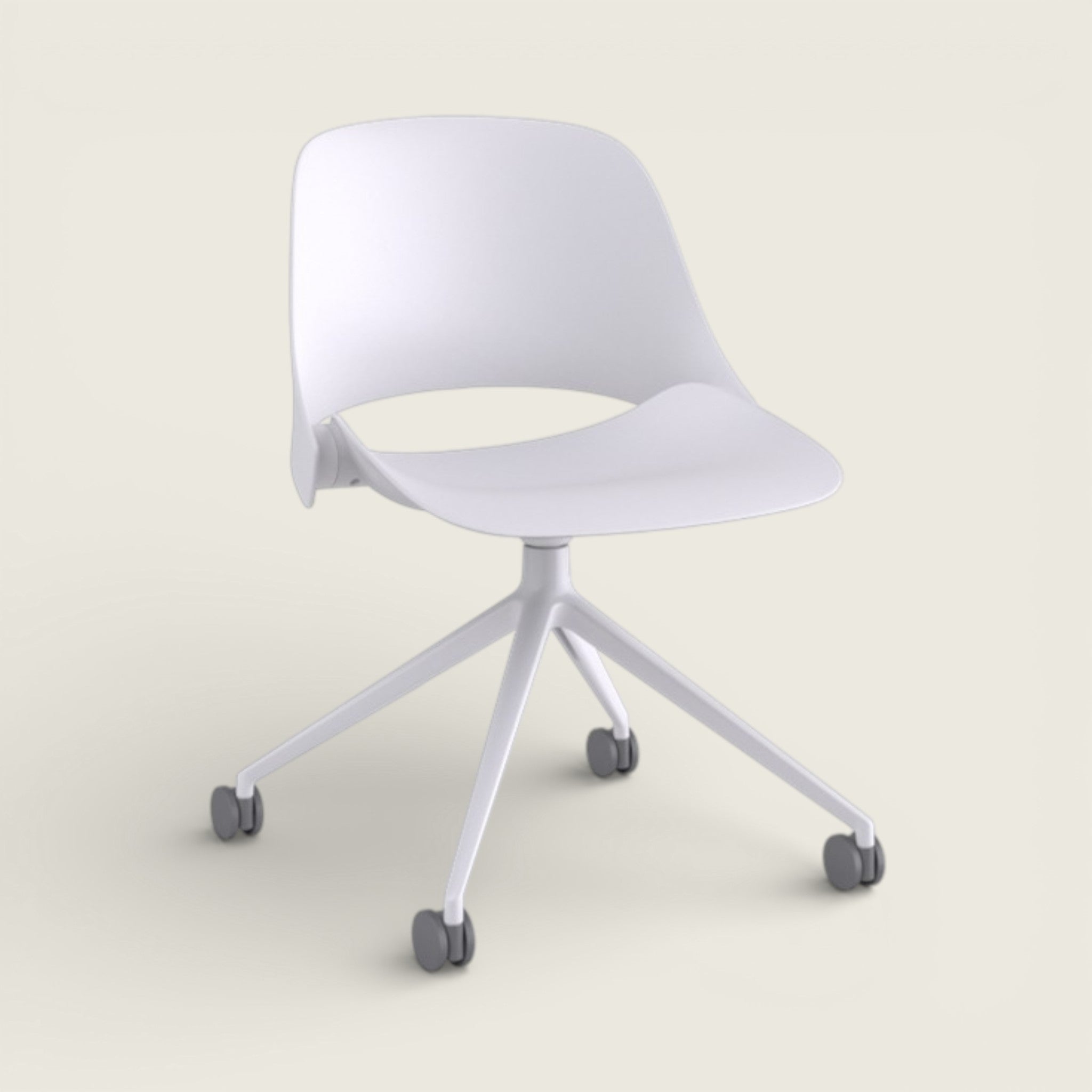 Humanscale: White Trea Side Chair on casters - Refurbished