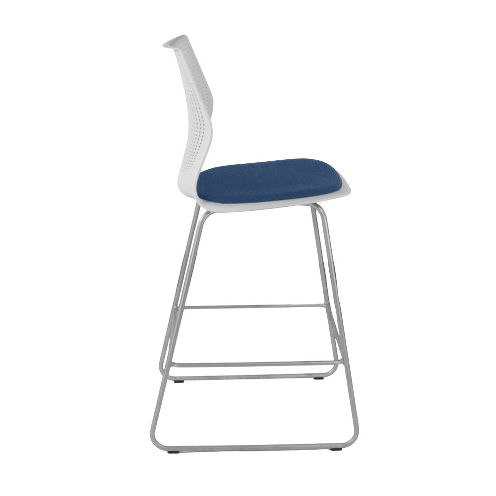 Knoll: Multigeneration Stool in Blue Fabric - Refurbished