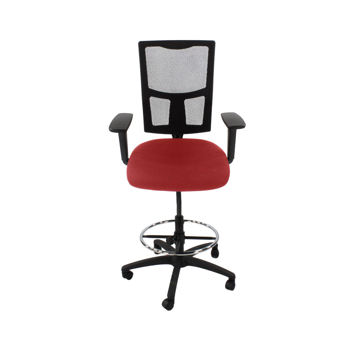 SAXEN: Ergo 2 Droundsman Chair en tissu rouge - rénové
