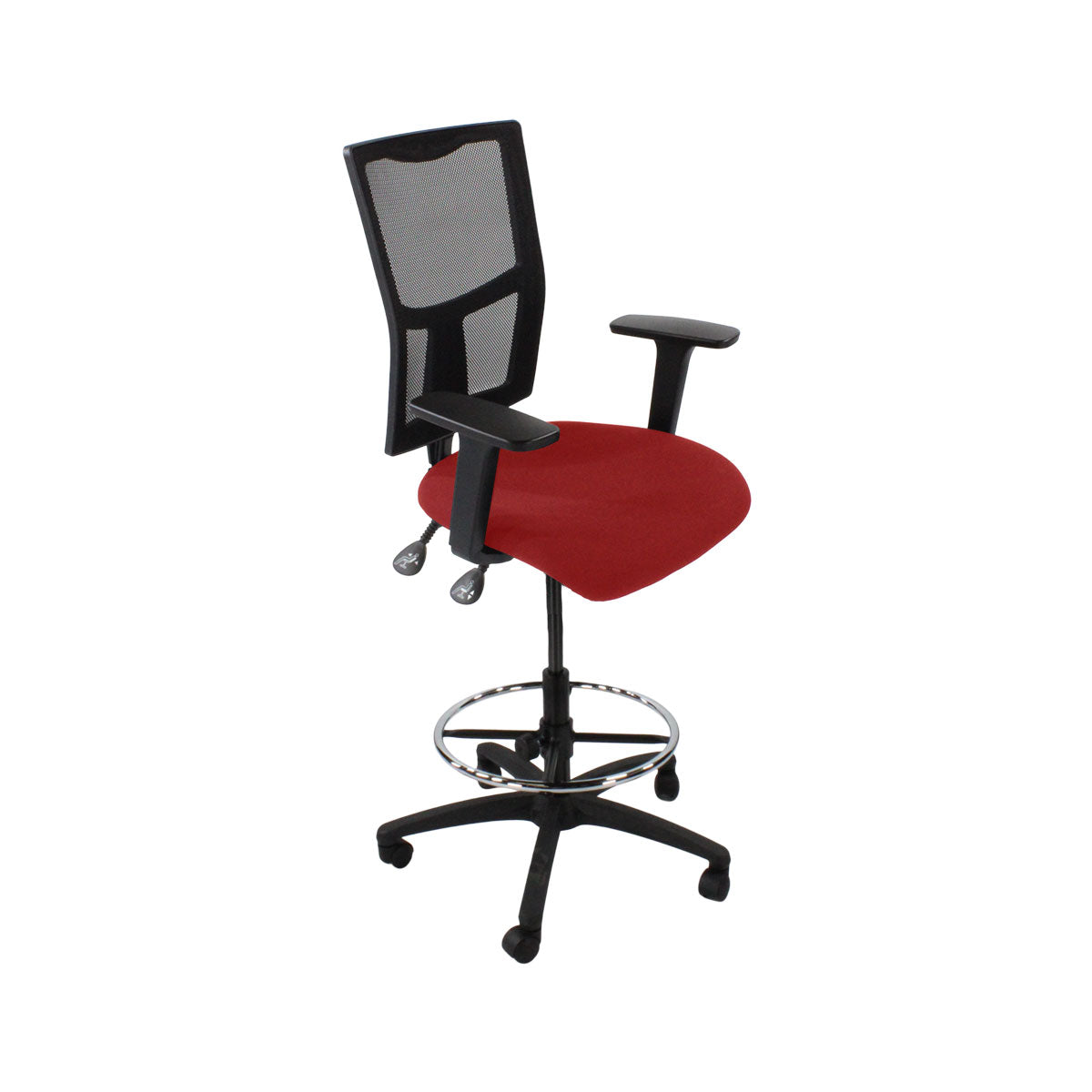 SAXEN: Ergo 2 Droundsman Chair en tissu rouge - rénové