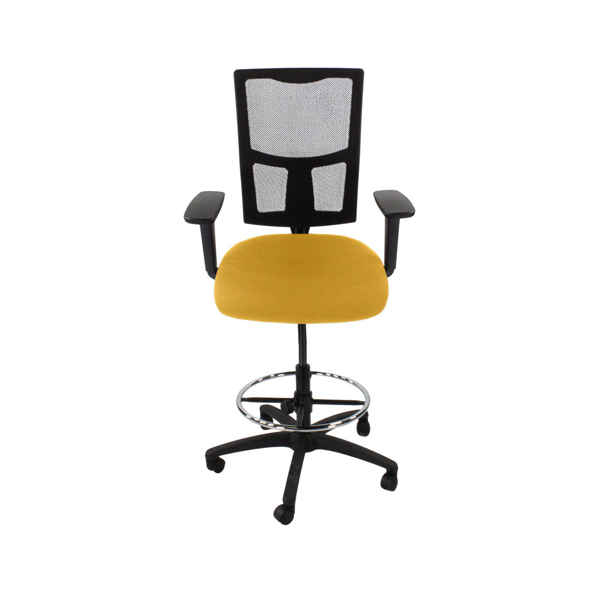SAXEN: Ergo 2 Droundsman Chaise en tissu jaune - rénové