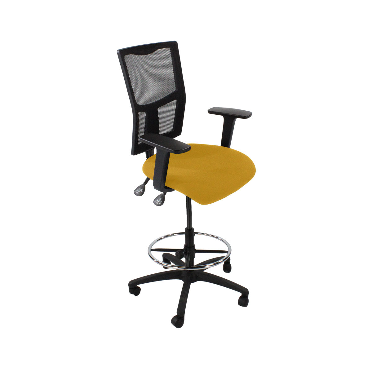 SAXEN: Ergo 2 Droundsman Chaise en tissu jaune - rénové