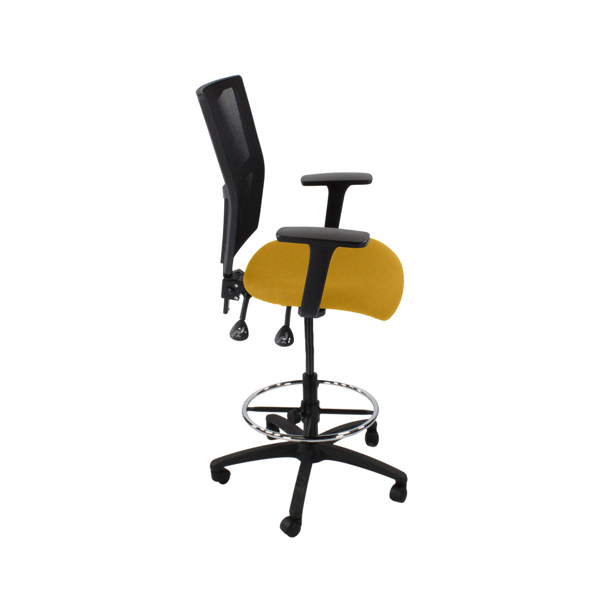 SAXEN: Ergo 2 Droundsman Chaise en tissu jaune - rénové