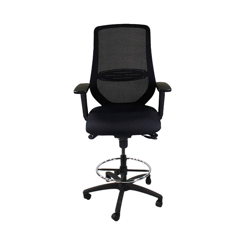Saxe : <tc>Scudo</tc> Chaise de dessinateur en tissu noir - Reconditionnée