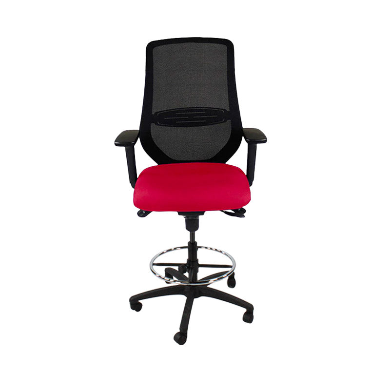 Saxen: Scudo Draughtsman Chair in Red Fabric - Refurbished