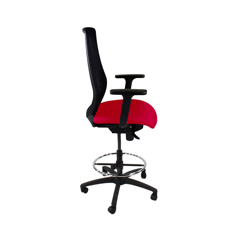 Saxen: Scudo Draughtsman Chair in Red Fabric - Refurbished