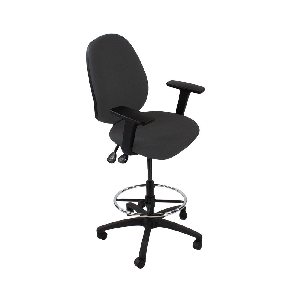 Saxe : <tc>Scoop</tc> Chaise haute de dessinateur en tissu gris - Reconditionnée