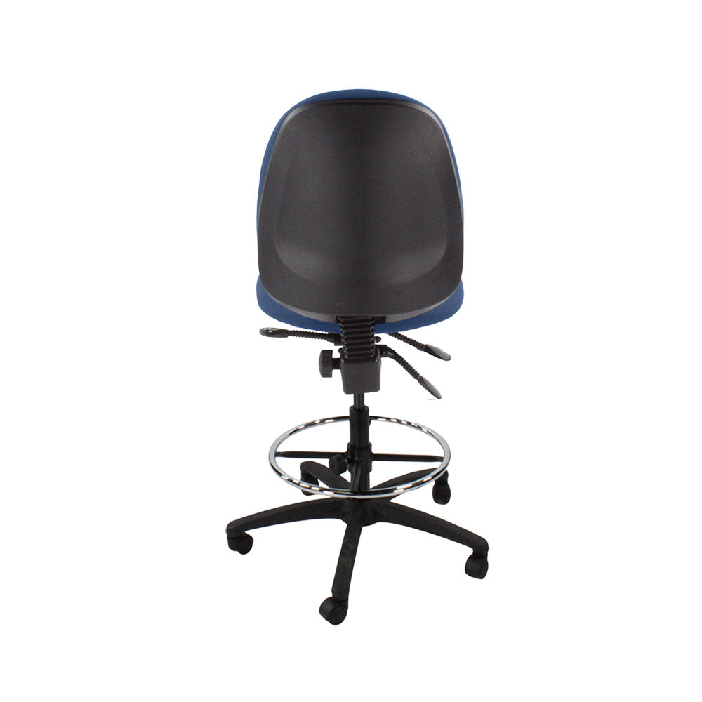 Saxe : <tc>Scoop</tc> Chaise haute de dessinateur sans accoudoirs en tissu bleu - Reconditionnée