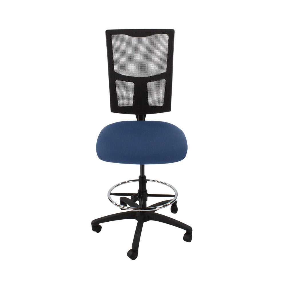 SAXEN: Ergo 2 Droundsman Chaise sans bras en tissu bleu - rénové