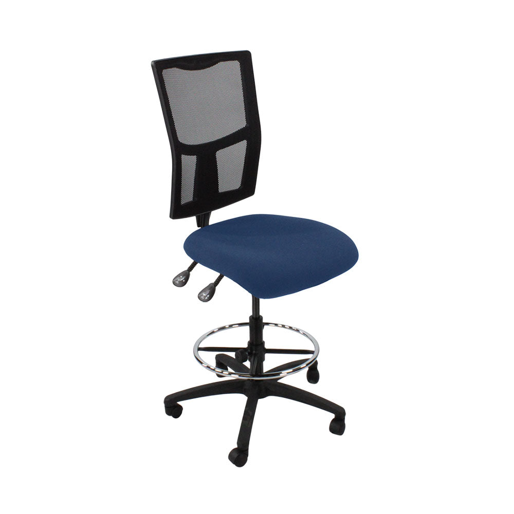 SAXEN: Ergo 2 Droundsman Chaise sans bras en tissu bleu - rénové