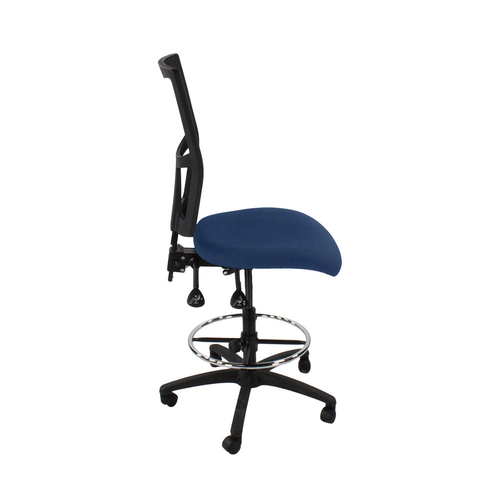 SAXEN: Ergo 2 Droundsman Chaise sans bras en tissu bleu - rénové