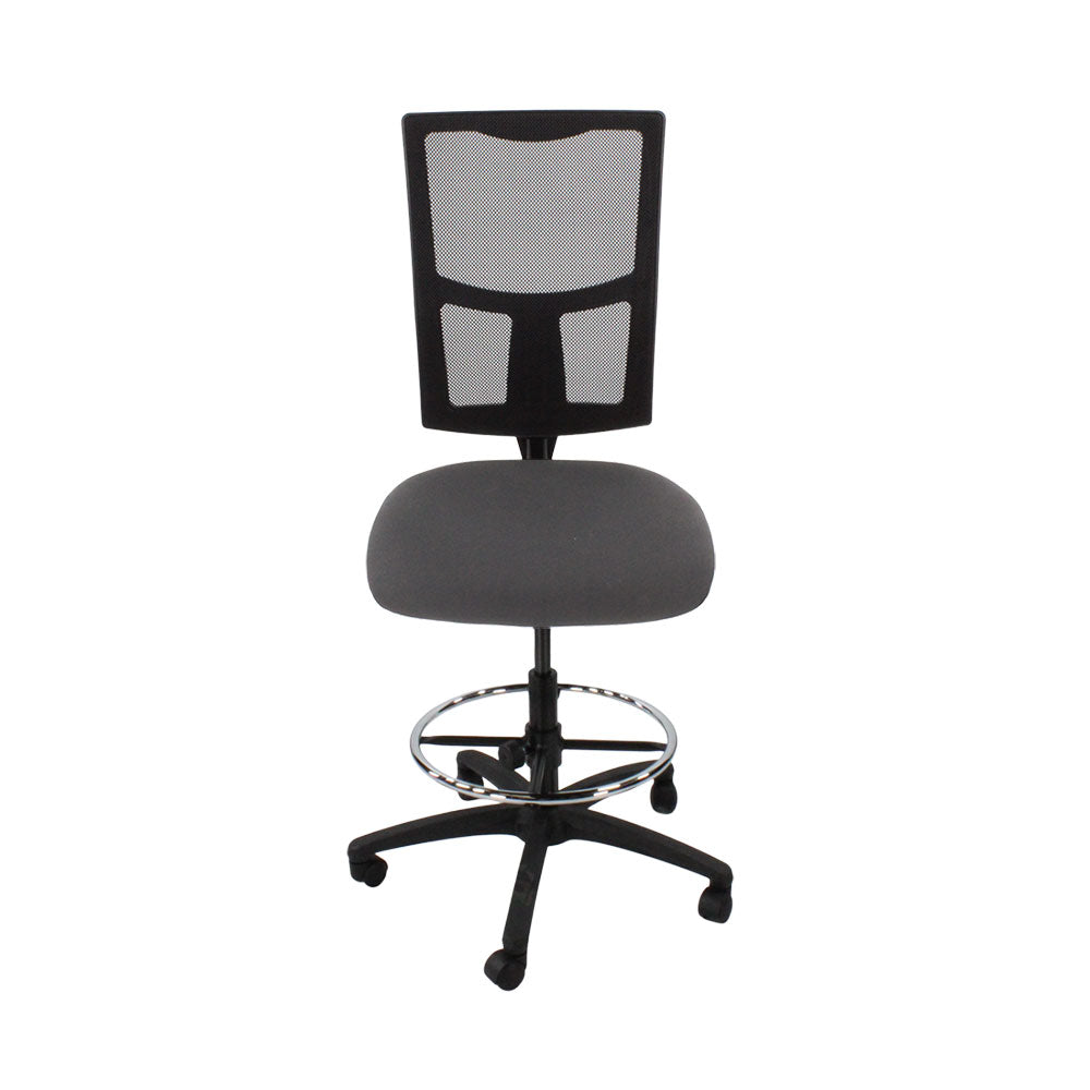 SAXEN: Ergo 2 Droundsman Chaise sans bras en tissu gris - rénové