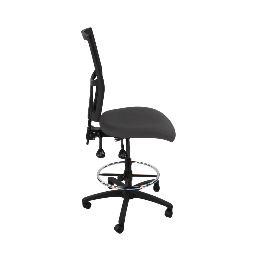SAXEN: Ergo 2 Droundsman Chaise sans bras en tissu gris - rénové