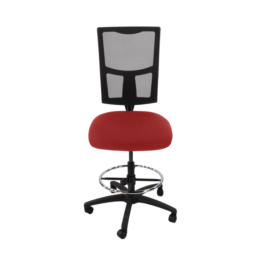 SAXEN: Ergo 2 Droundsman Chaise sans bras en tissu rouge - rénové