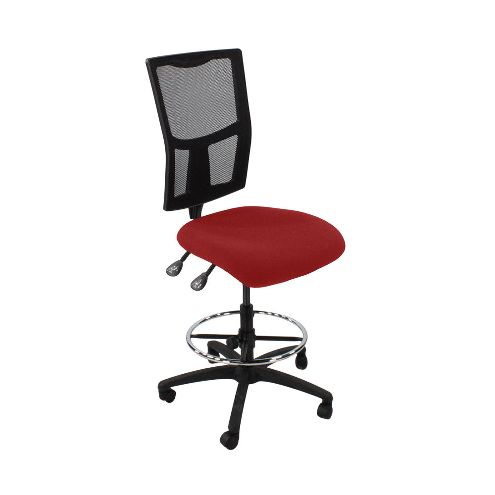 SAXEN: Ergo 2 Droundsman Chaise sans bras en tissu rouge - rénové