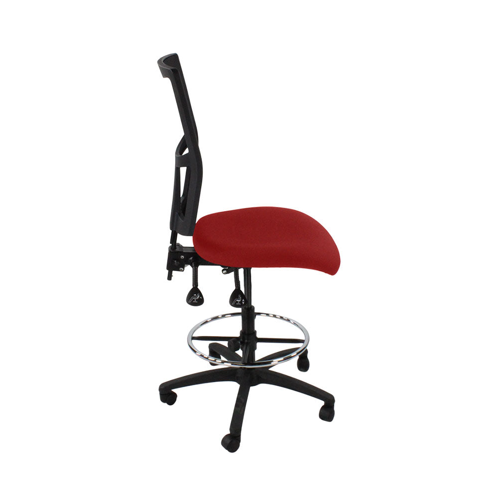SAXEN: Ergo 2 Droundsman Chaise sans bras en tissu rouge - rénové