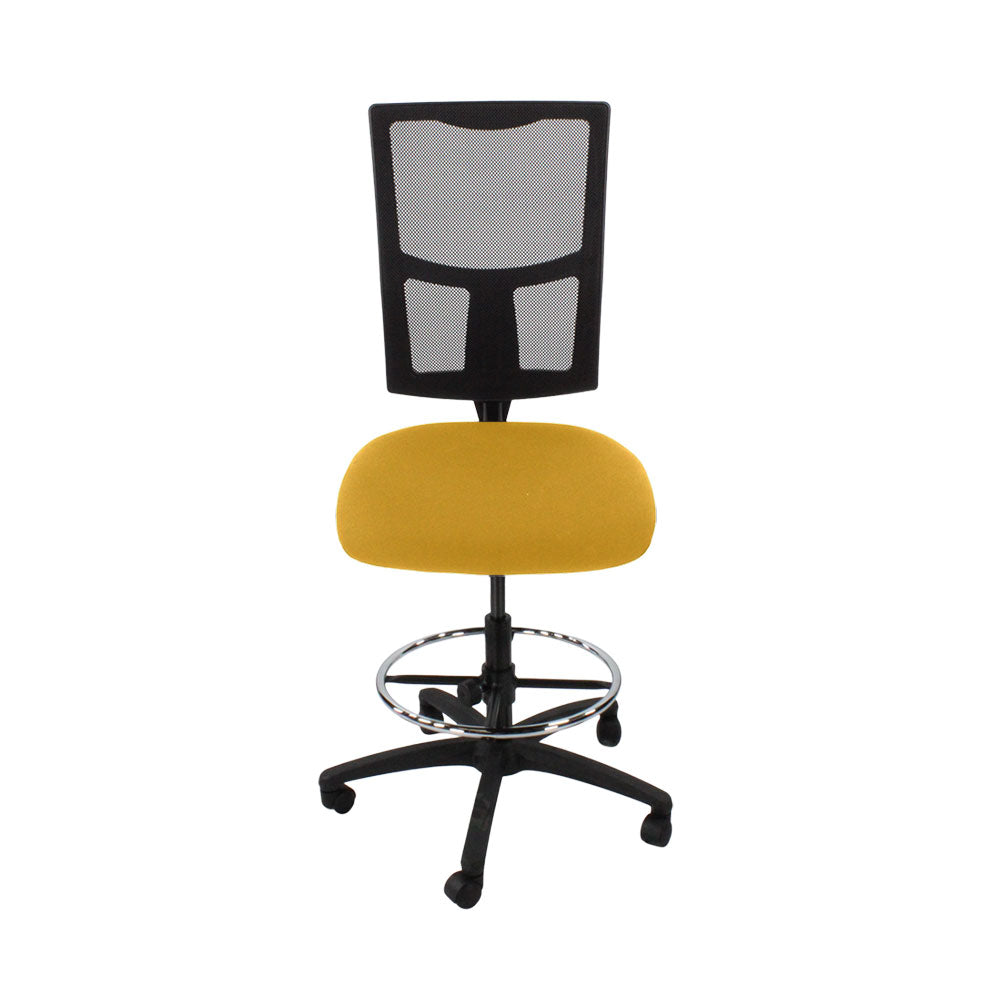 SAXEN: Ergo 2 Droundsman Chaise sans bras en tissu jaune - rénové
