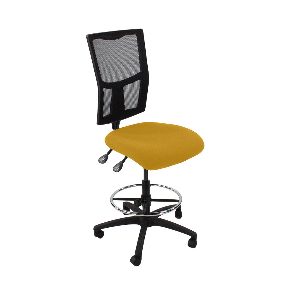 SAXEN: Ergo 2 Droundsman Chaise sans bras en tissu jaune - rénové