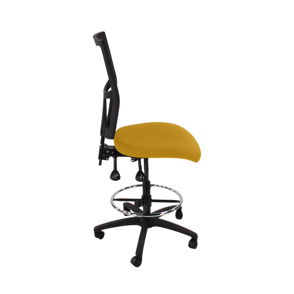 SAXEN: Ergo 2 Droundsman Chaise sans bras en tissu jaune - rénové