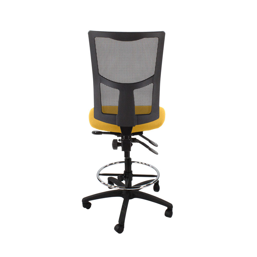 SAXEN: Ergo 2 Droundsman Chaise sans bras en tissu jaune - rénové