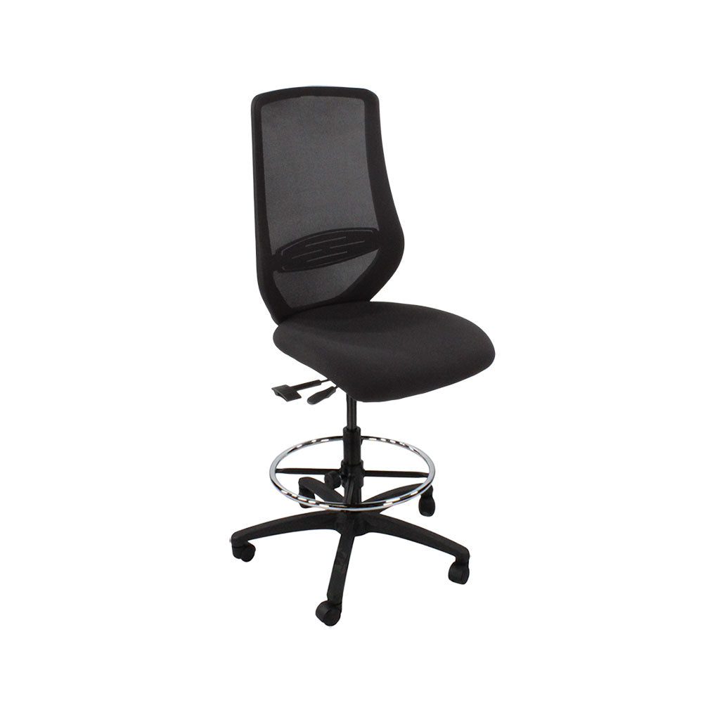 Saxe : <tc>Scudo</tc> Chaise de dessinateur sans accoudoirs en tissu noir - Reconditionnée
