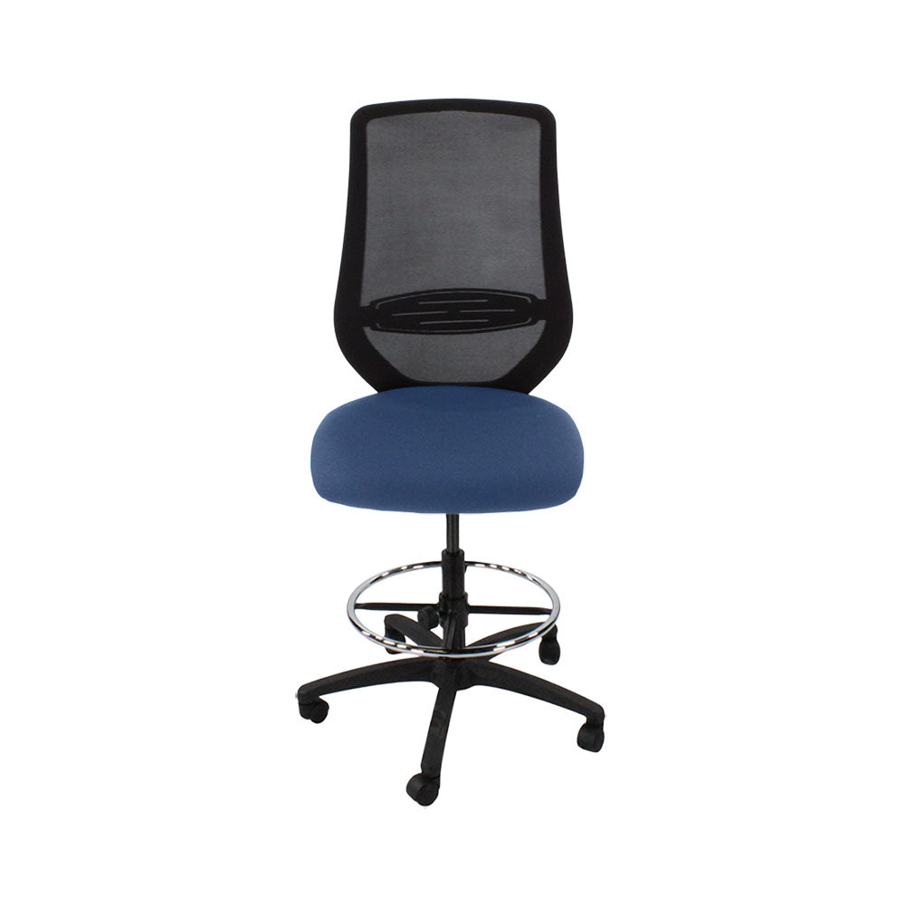 Saxe : <tc>Scudo</tc> Chaise de dessinateur sans accoudoirs en tissu bleu - Reconditionnée