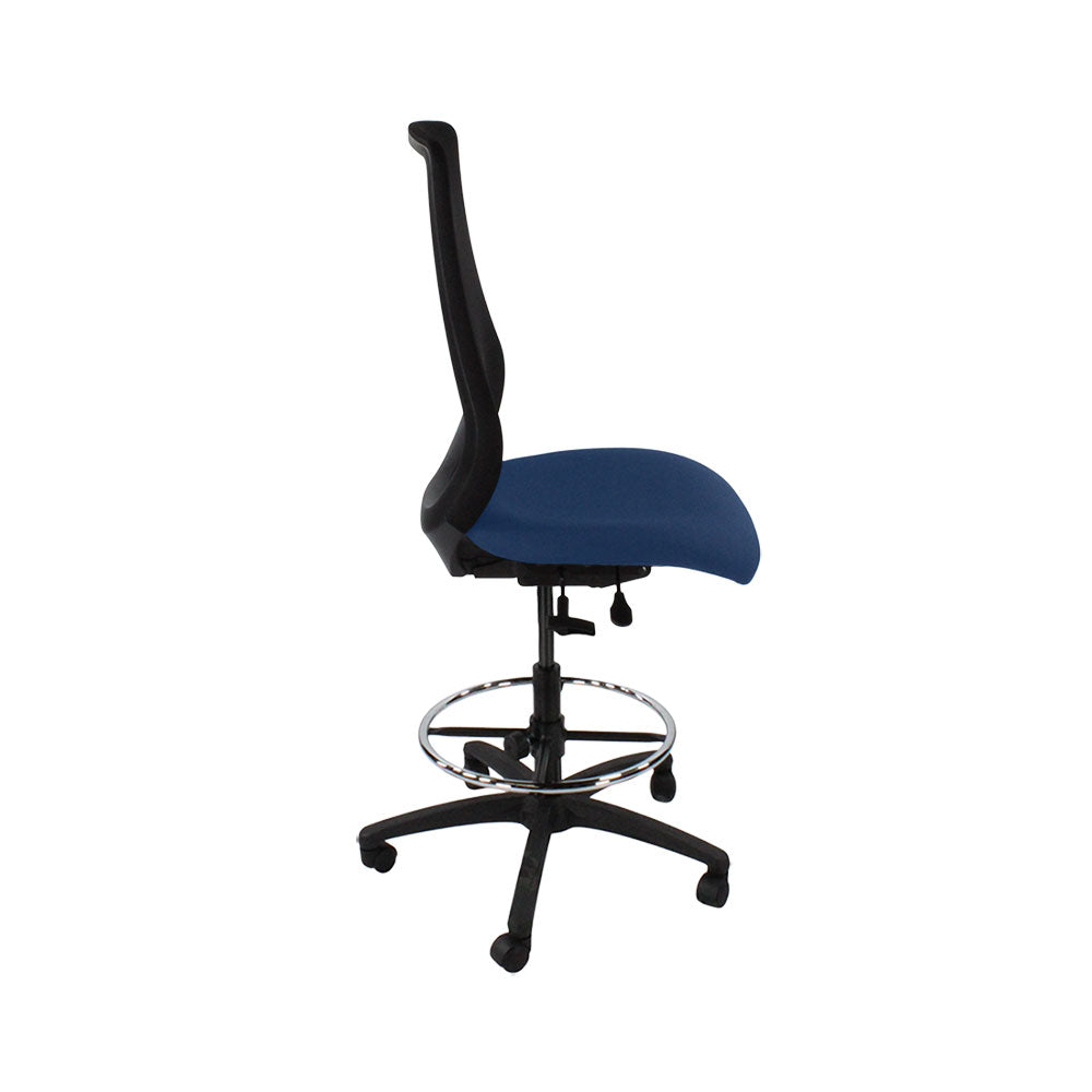 Saxe : <tc>Scudo</tc> Chaise de dessinateur sans accoudoirs en tissu bleu - Reconditionnée