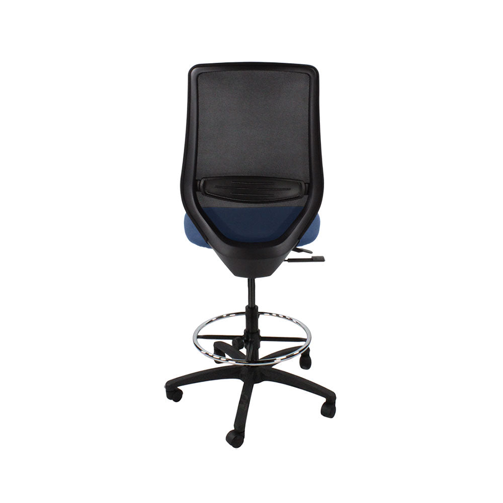 Saxe : <tc>Scudo</tc> Chaise de dessinateur sans accoudoirs en tissu bleu - Reconditionnée