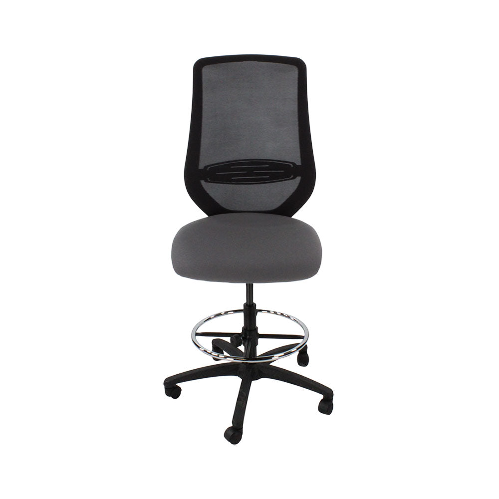 Saxe : <tc>Scudo</tc> Chaise de dessinateur sans accoudoirs en tissu gris - Reconditionnée