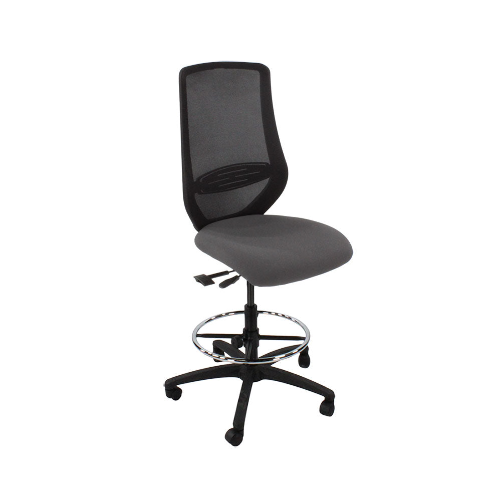 Saxe : <tc>Scudo</tc> Chaise de dessinateur sans accoudoirs en tissu gris - Reconditionnée