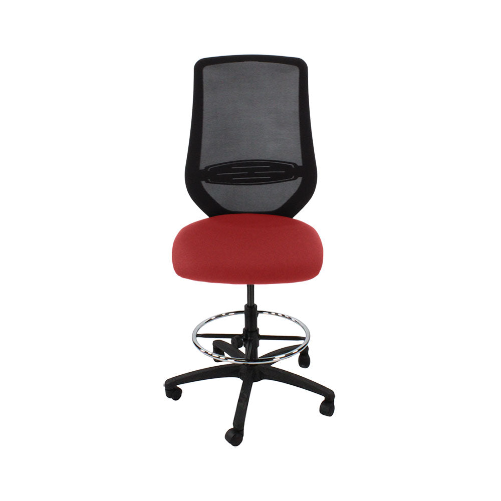 Saxe : <tc>Scudo</tc> Chaise de dessinateur sans accoudoirs en tissu rouge - Reconditionnée