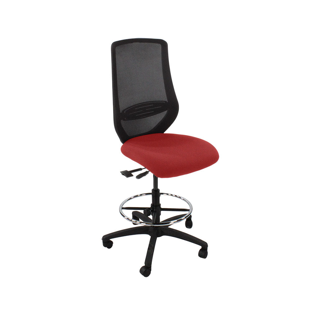 Saxe : <tc>Scudo</tc> Chaise de dessinateur sans accoudoirs en tissu rouge - Reconditionnée