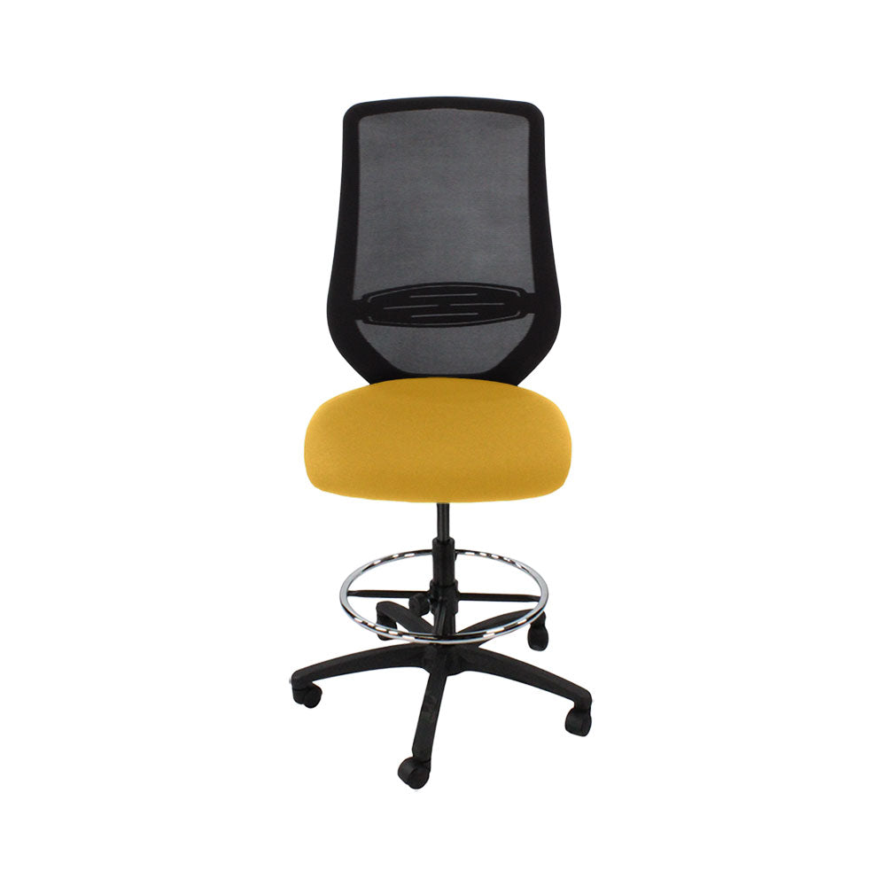 Saxe : <tc>Scudo</tc> Chaise de dessinateur sans accoudoirs en tissu jaune - Reconditionnée