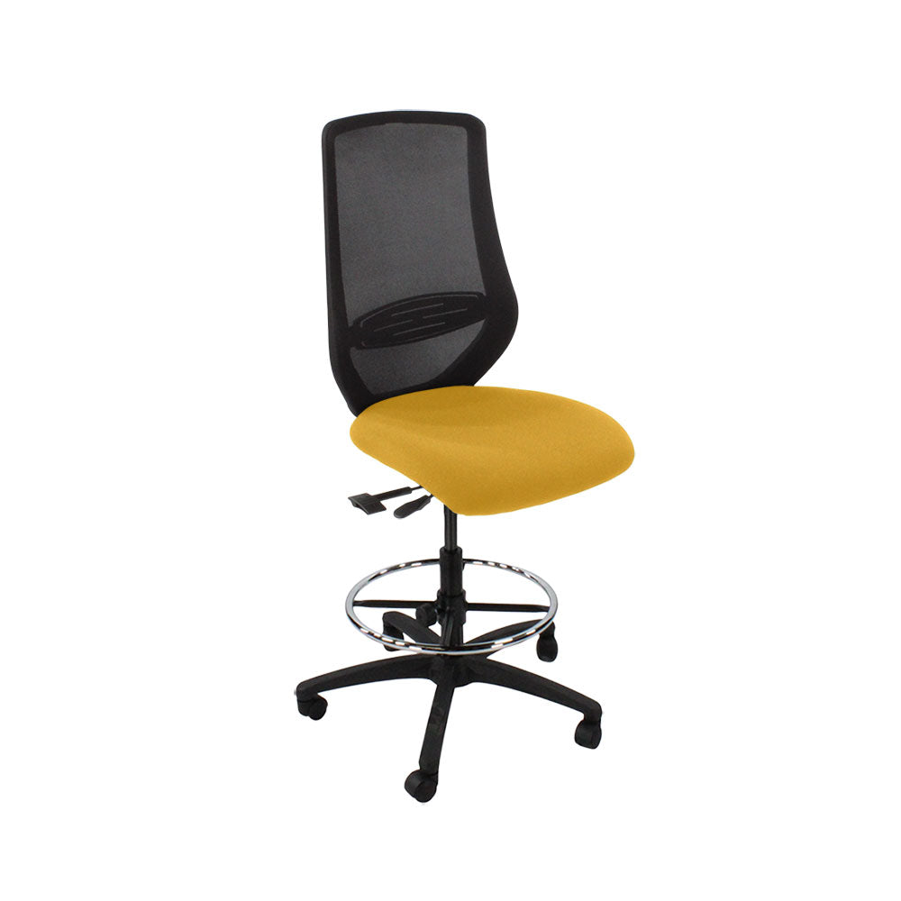 Saxe : <tc>Scudo</tc> Chaise de dessinateur sans accoudoirs en tissu jaune - Reconditionnée