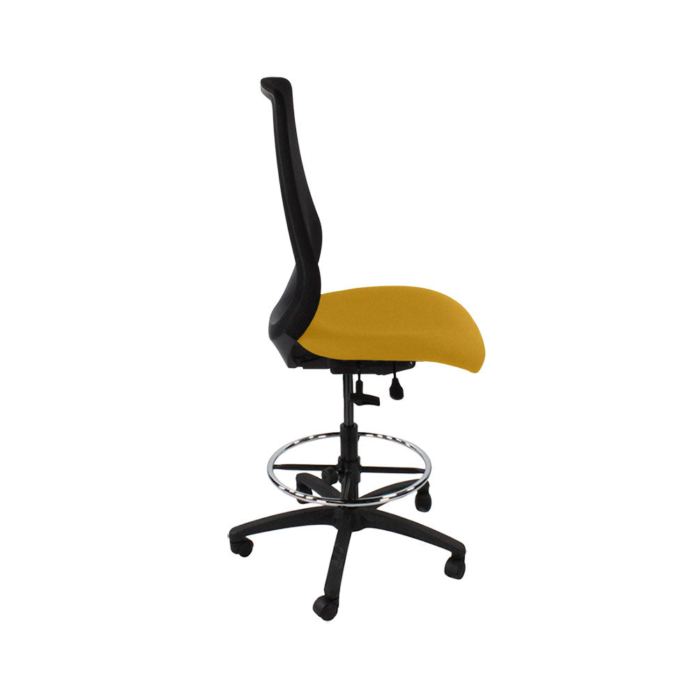 Saxe : <tc>Scudo</tc> Chaise de dessinateur sans accoudoirs en tissu jaune - Reconditionnée