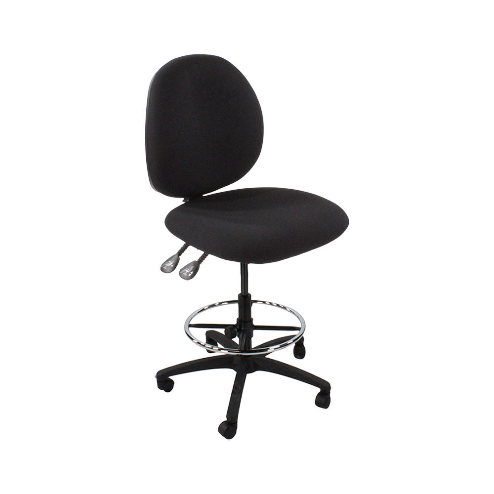 Saxe : <tc>Scoop</tc> Chaise de dessinateur sans accoudoirs en tissu noir - Reconditionnée
