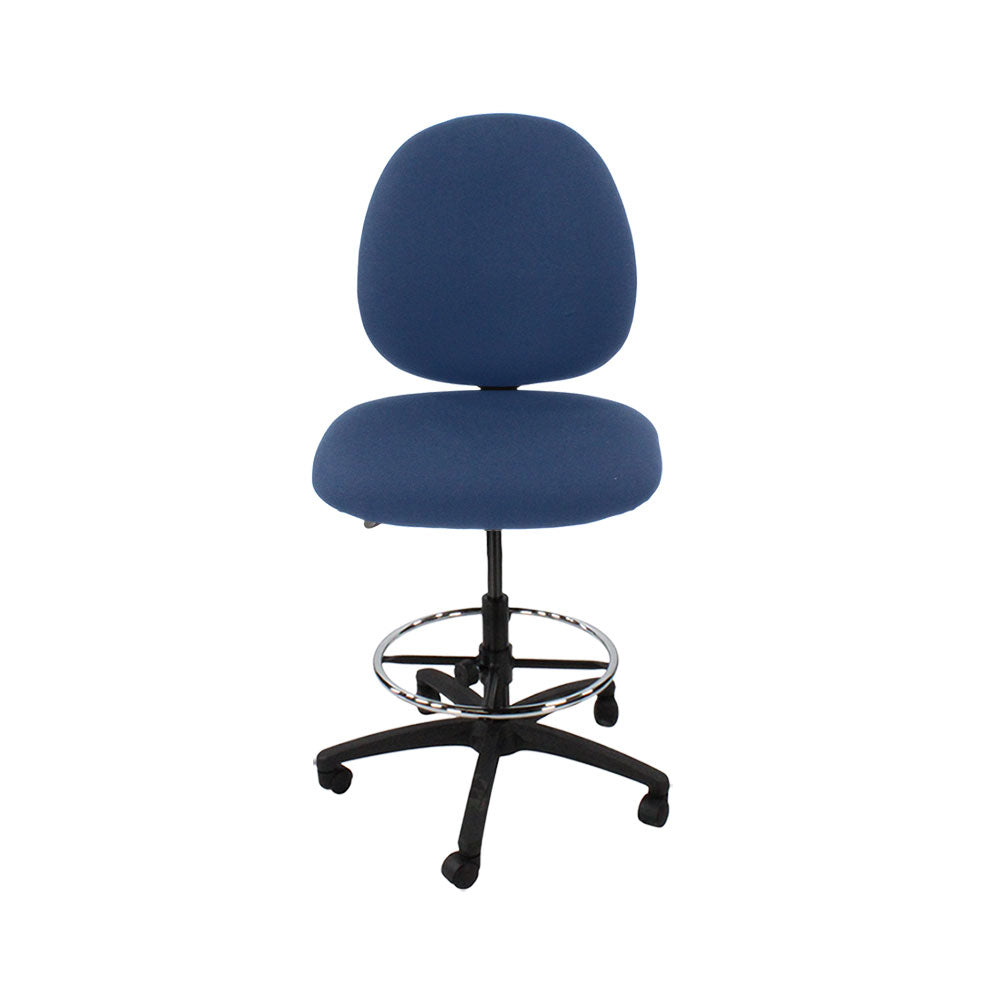 Saxe : <tc>Scoop</tc> Chaise de dessinateur sans accoudoirs en tissu bleu - Reconditionnée